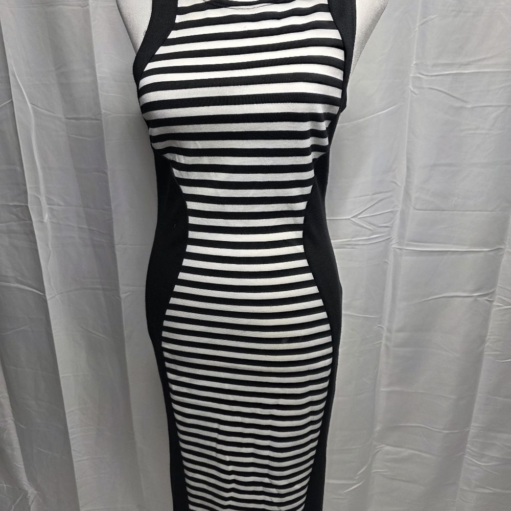 French Connection Monochrome Striped Midi Dress